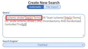 Create new search: "ischemic stroke"[MeSH Terms]