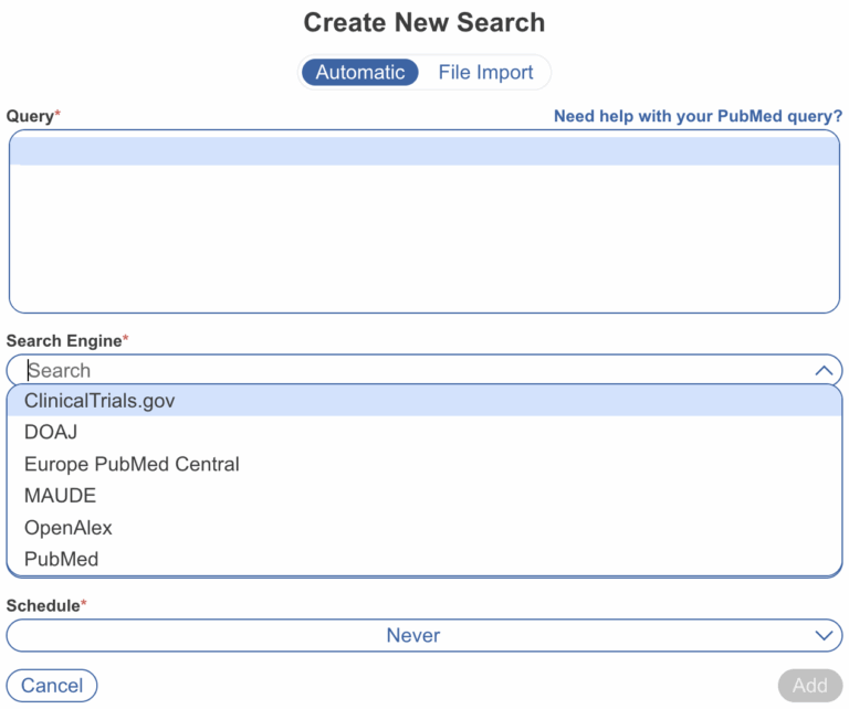 Automatic Search – Nested Knowledge