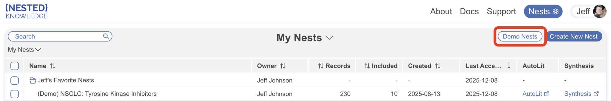 Demo Nests: Overview – Nested Knowledge