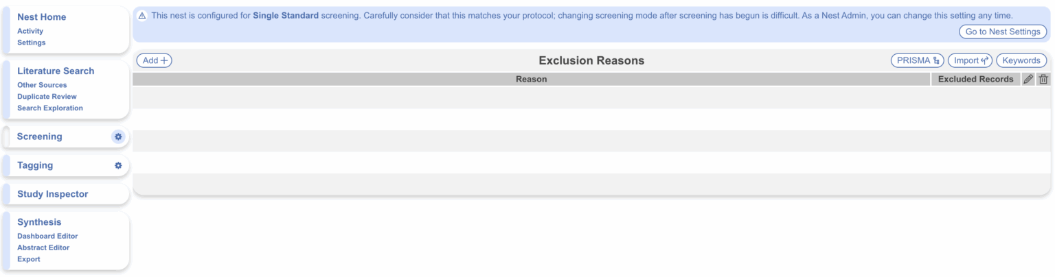 Configuring Screening – Nested Knowledge