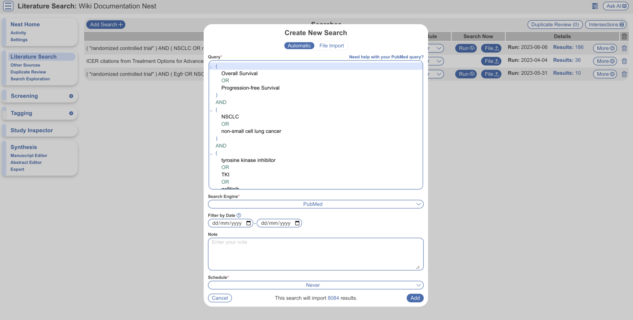 Search Exploration – Nested Knowledge