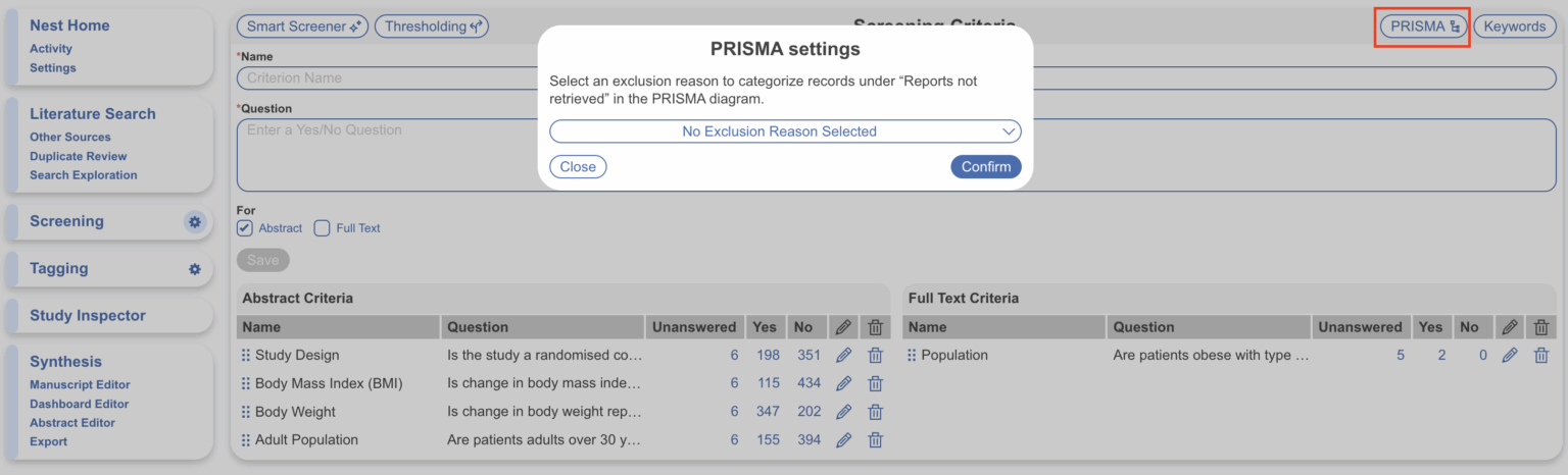 Criteria-Based Screening – Nested Knowledge